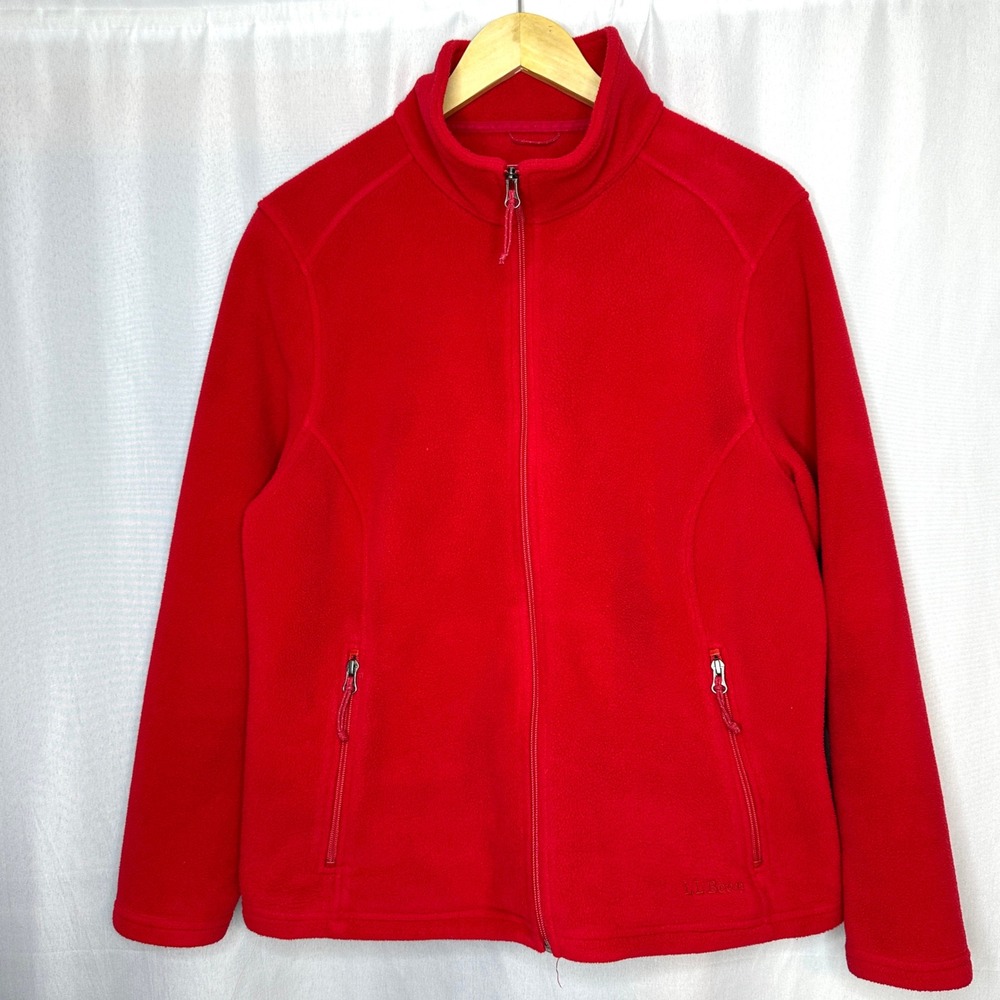 LL Bean Women's Red Polartec Full Zip Fleece XL-PET Gorpcore Outdoor Utility